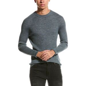 Raffi Mens  Raglan Wool-Blend Crewneck Sweater, Grey